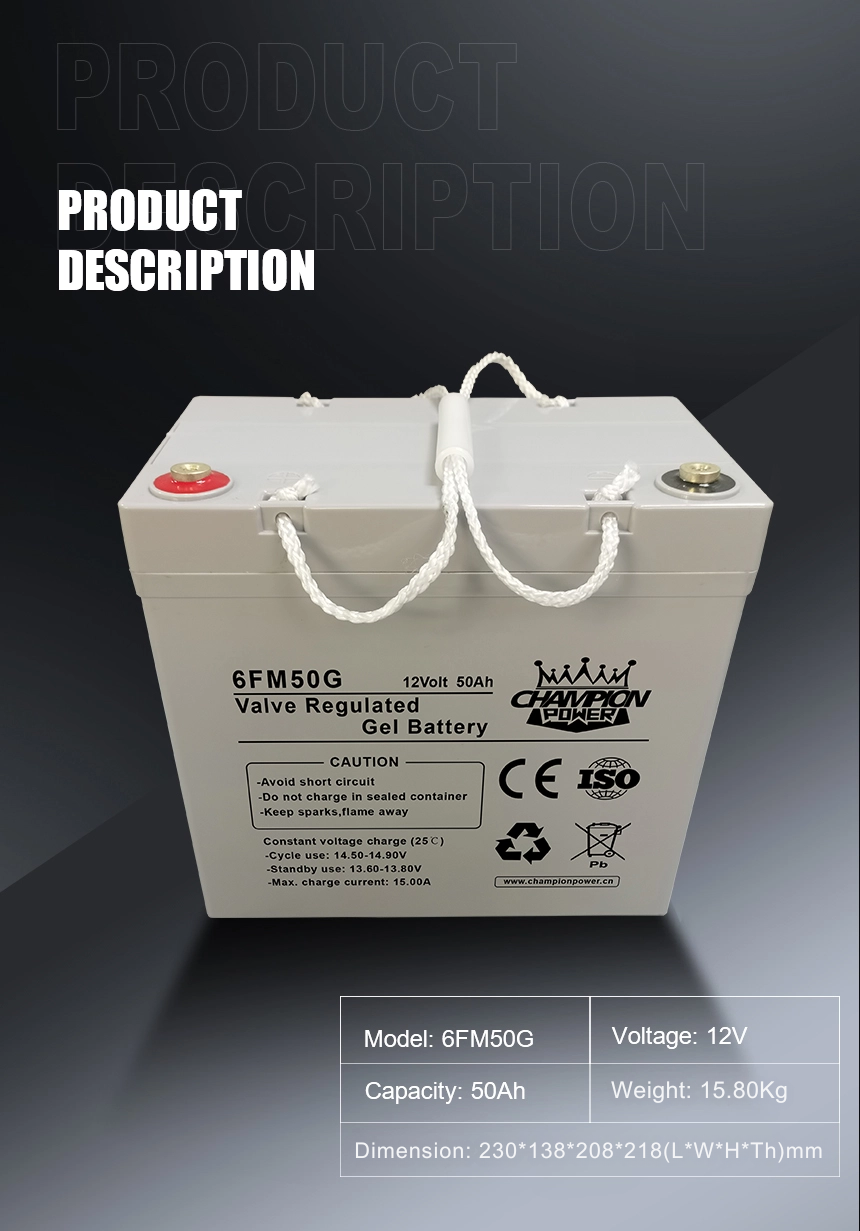 12V50Ah Gel Battery Batería de gel de 12 V50AH