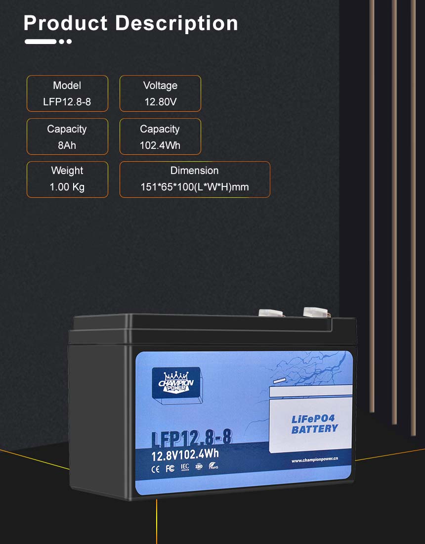 12.8V8AH Batinas de litio Descripción del producto