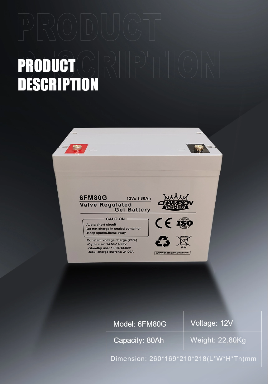 12V80Ah Gel Battery Batería de gel de 12V80AH