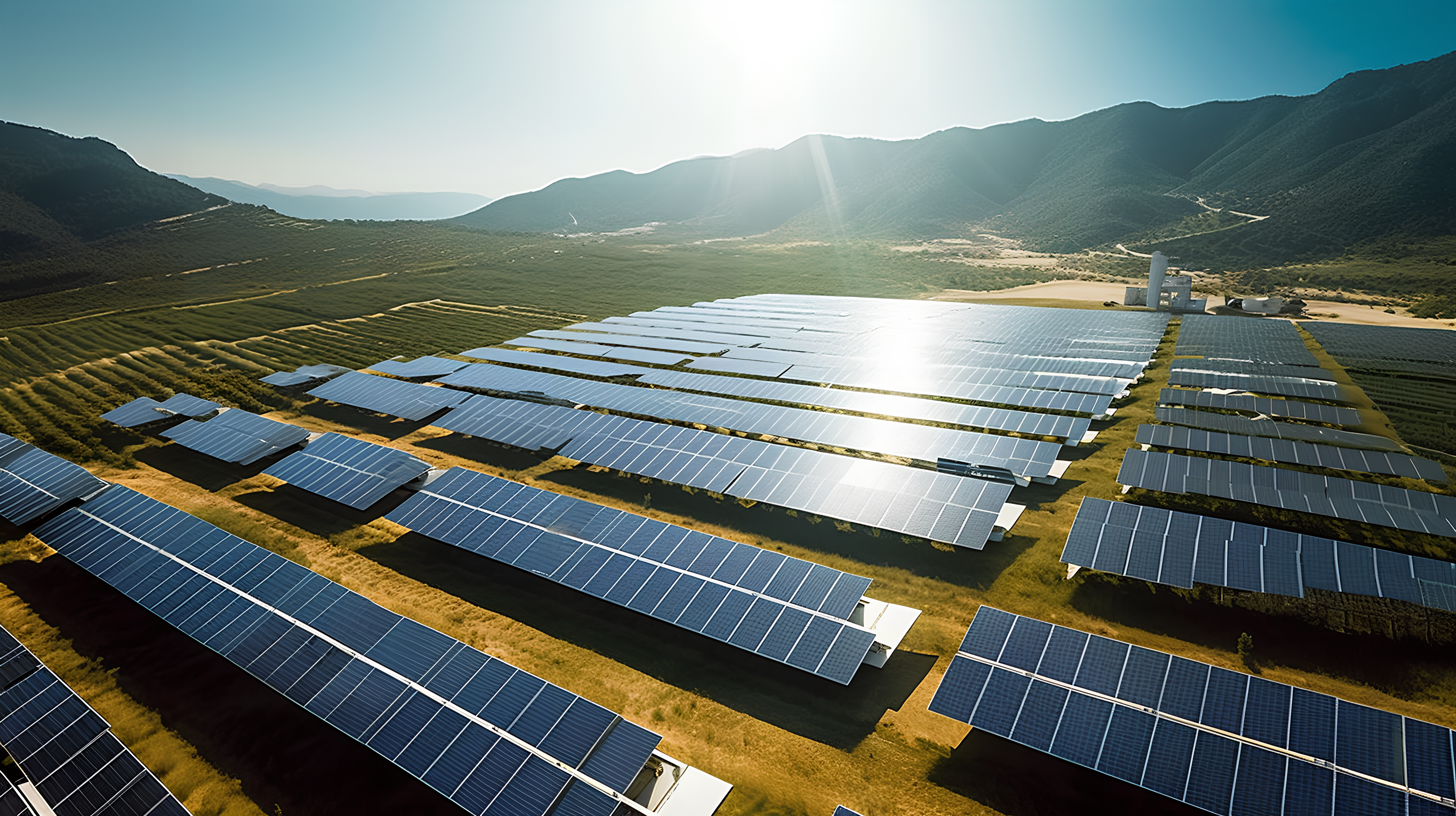 俯瞰太阳能发电厂新能源摄影图片