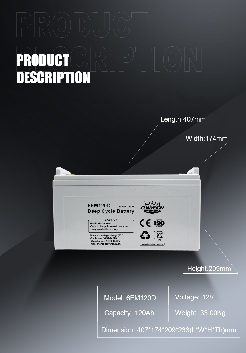 Batería de ciclo profundo de 12 V120h
