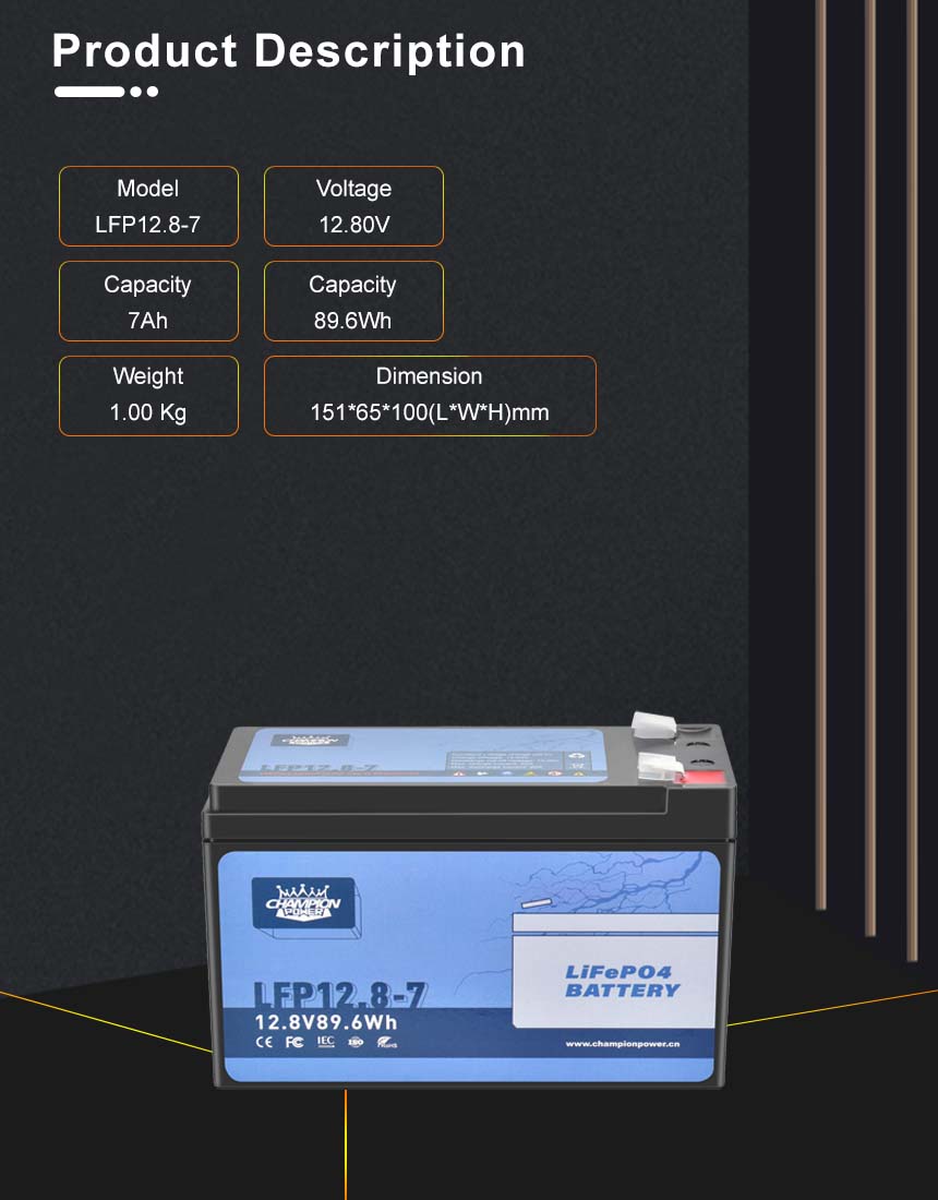 Especificaciones de productos de batería de 12V7AH