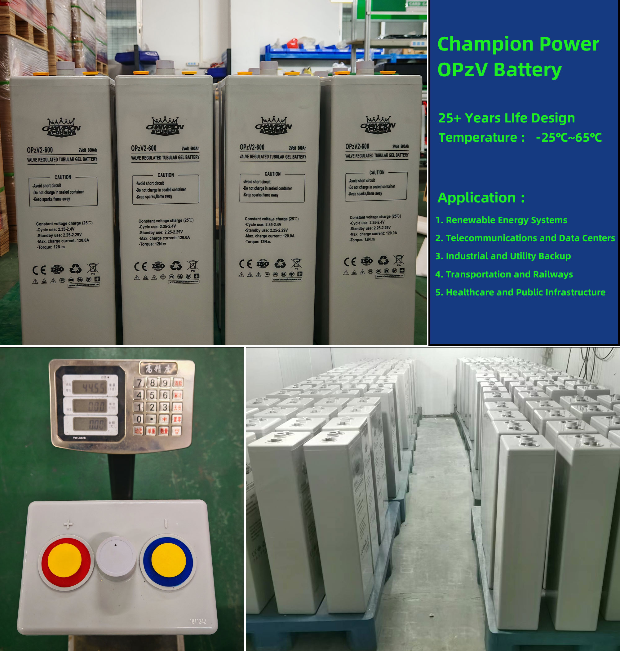 Batería OPZV de Power Champion: la solución de almacenamiento de energía de larga duración y estable