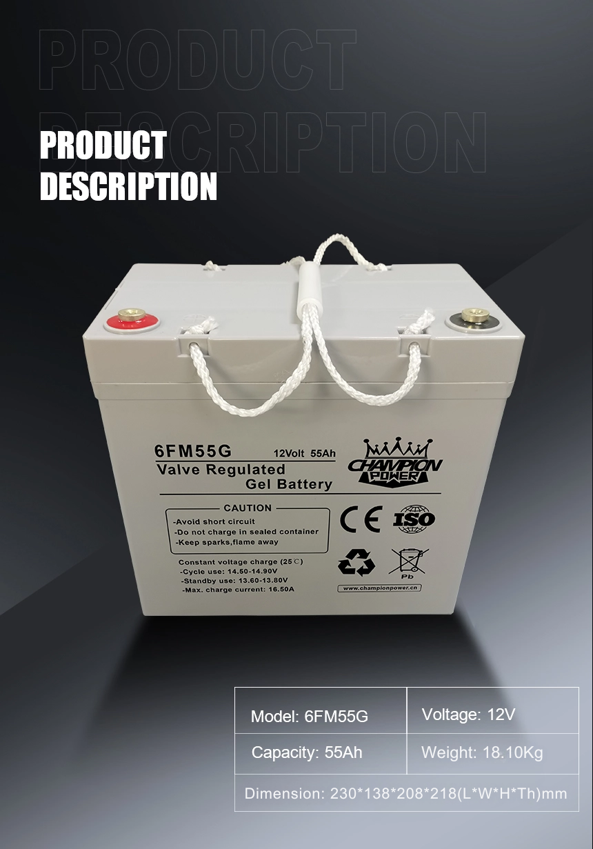 Batería de gel de 12V55AH