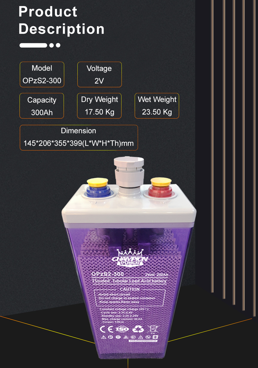 2V300AH OPZS Descripción del producto de la batería