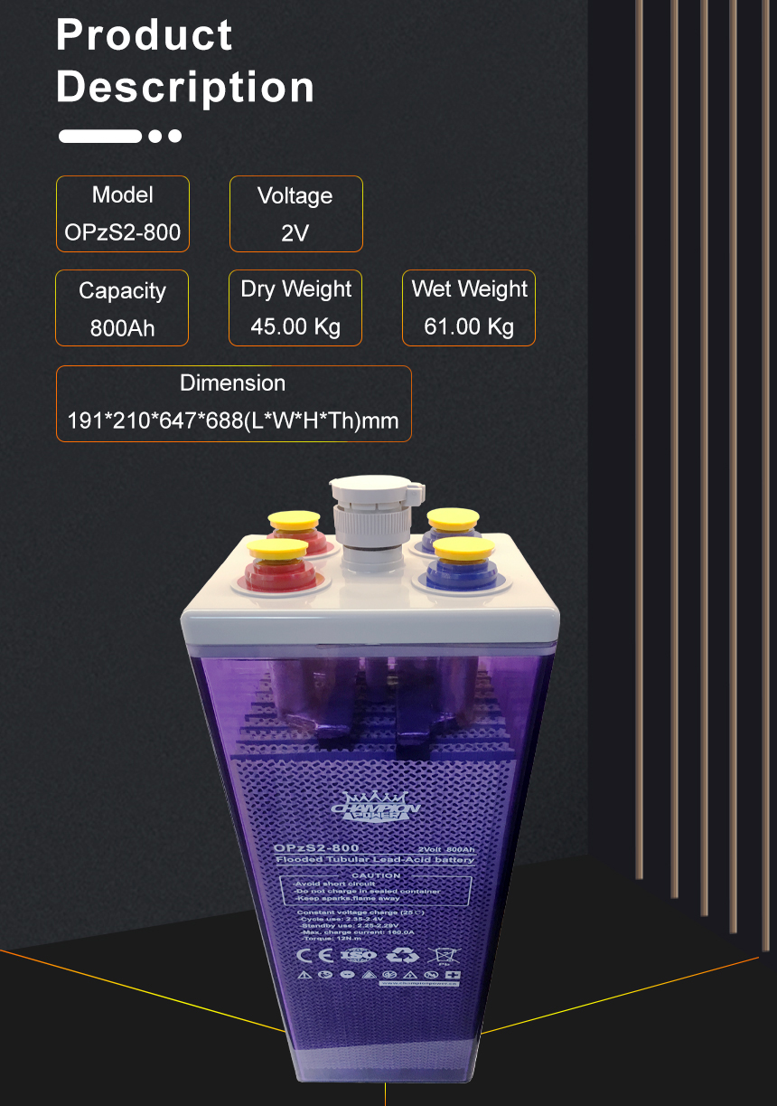 2V800AH OPZS Descripción del producto de la batería
