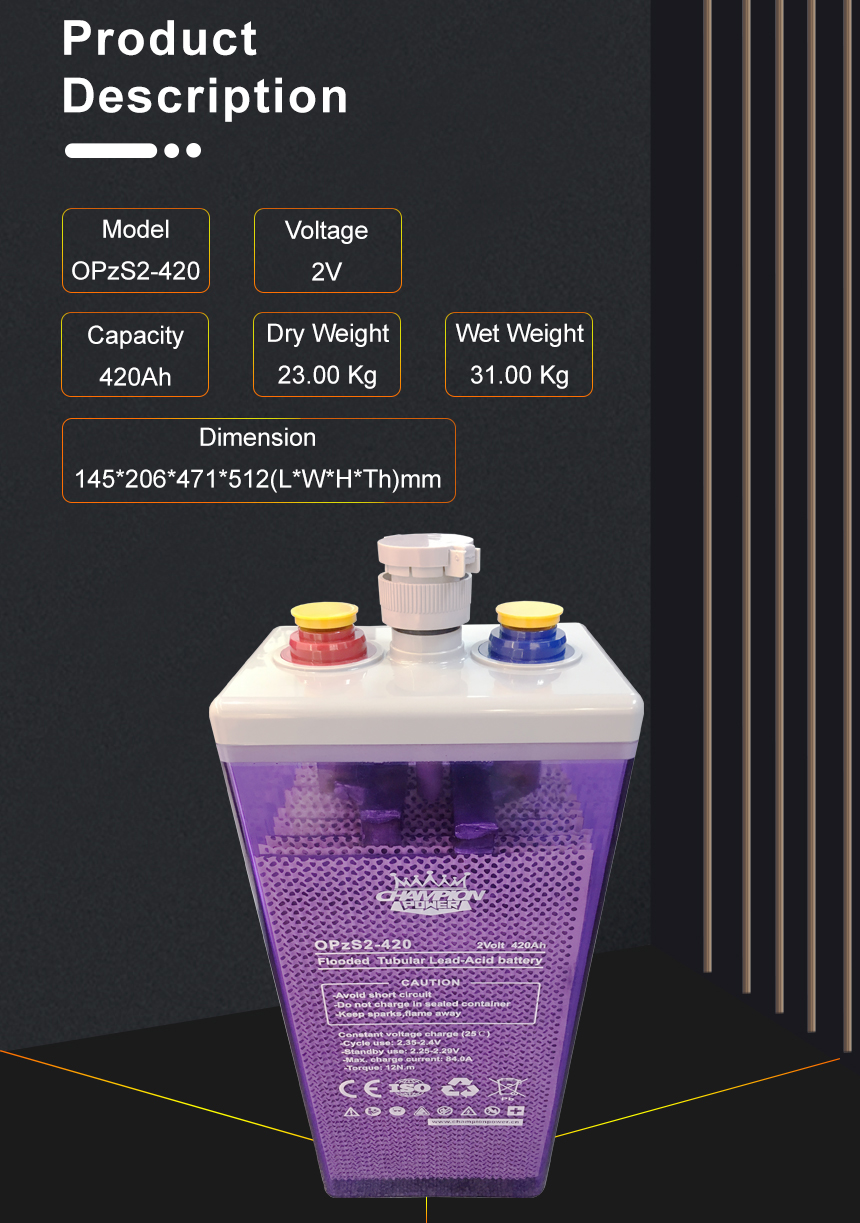 2V420AH OPZS Descripción del producto de la batería