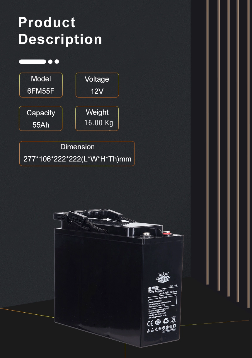 Batería del terminal delantero de 12V55AH