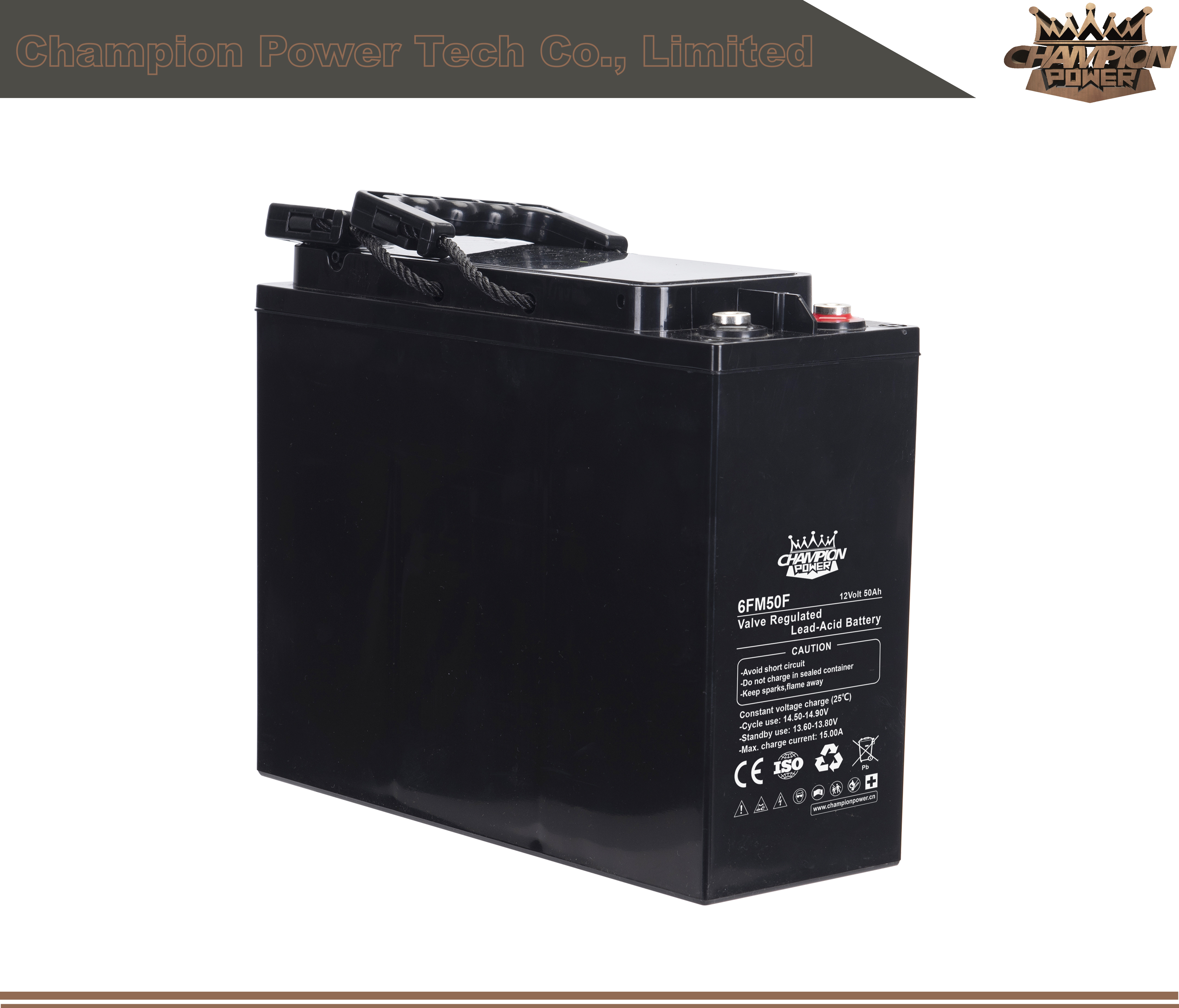 6fm50f 12v50Ah Batería del terminal delantero